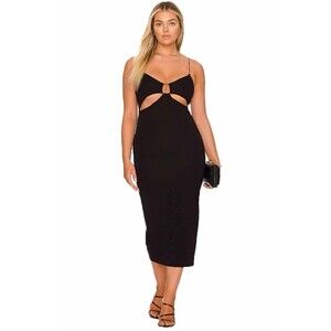 Good American Cut Out Cord Dress Midi Black New